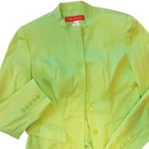 Womens 4 Anne Klein 90s Coastal Grandmother Brat Green Stretch Blazer Jacket